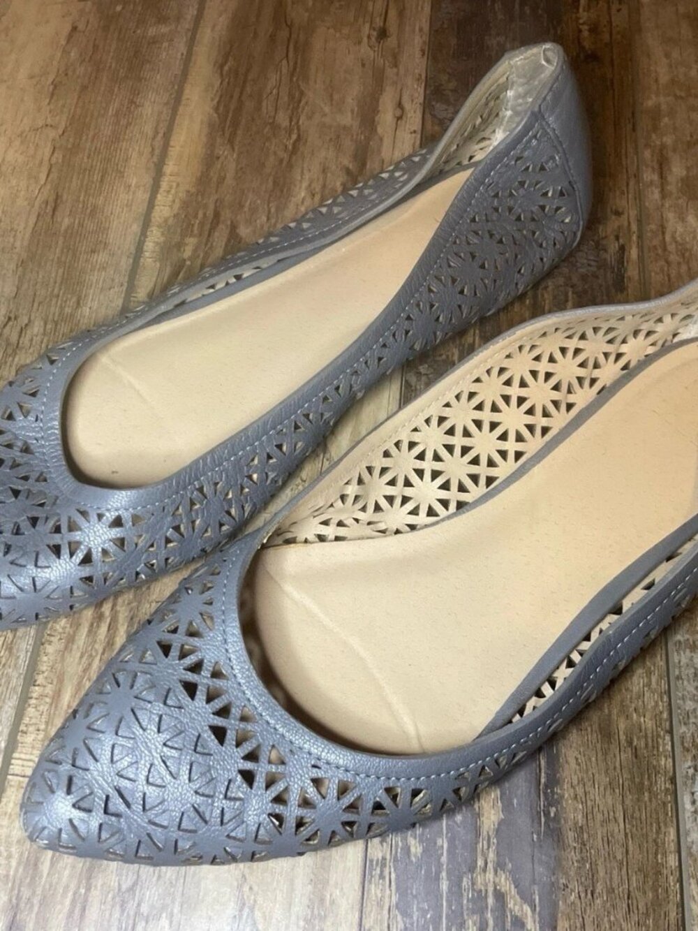 Joes Jeans Womens 7.5 Gray Laser Cut D’Orsay Pointed Toe Flats